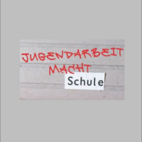 Der Titel der juna 2.19 = "Jugendarbeit macht" in roter Handschrift und "Schule" in Druckschrift